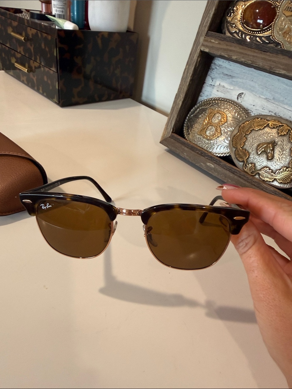 Ray-Ban Clubmaster Tortoise Shell with Brown Lenses Sunglasses